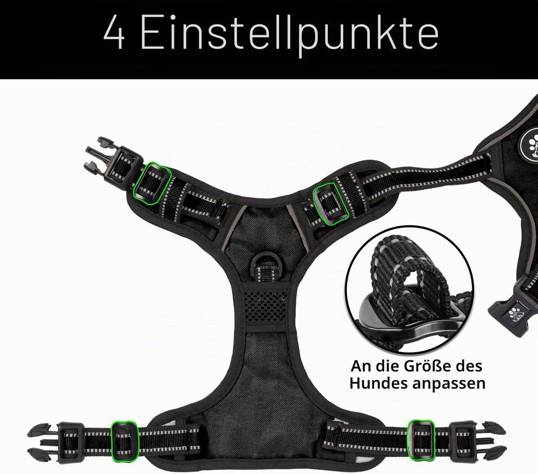 NESTROAD Hundegeschirr Kleine Hunde Schwarz, Anti Zug Geschirr Gepolstert Brustgeschirr für Kleine H