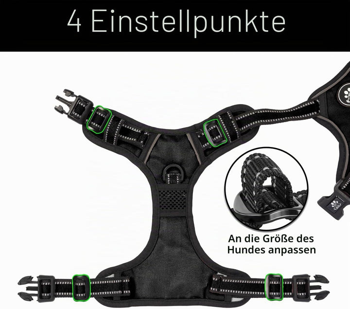 NESTROAD Hundegeschirr Kleine Hunde Schwarz, Anti Zug Geschirr Gepolstert Brustgeschirr für Kleine H