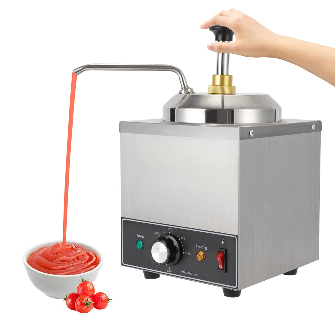 Edelstahl Sauc, 650W 2L Schokoladenspender Mit Pumpe Saucenspender, 2.1Qt Einzel-SaucenwäRmer Schoko