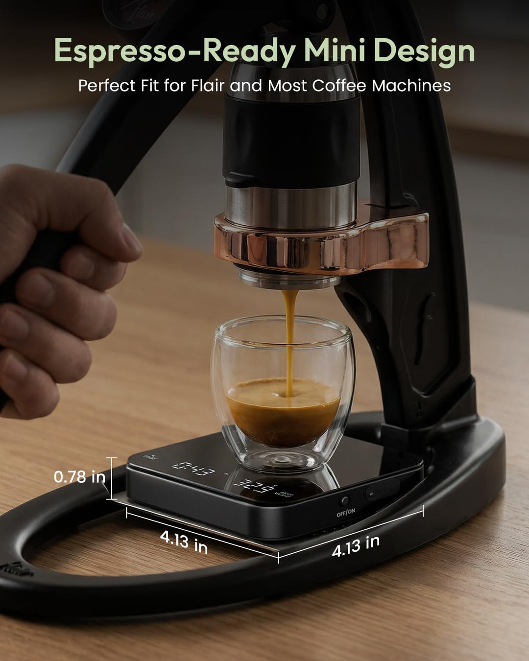 Maestri House Mini-Kaffeewaage mit Timer, Wiederaufladbare Espresso Waage, Präzise 2kg/0,1g Waage fü