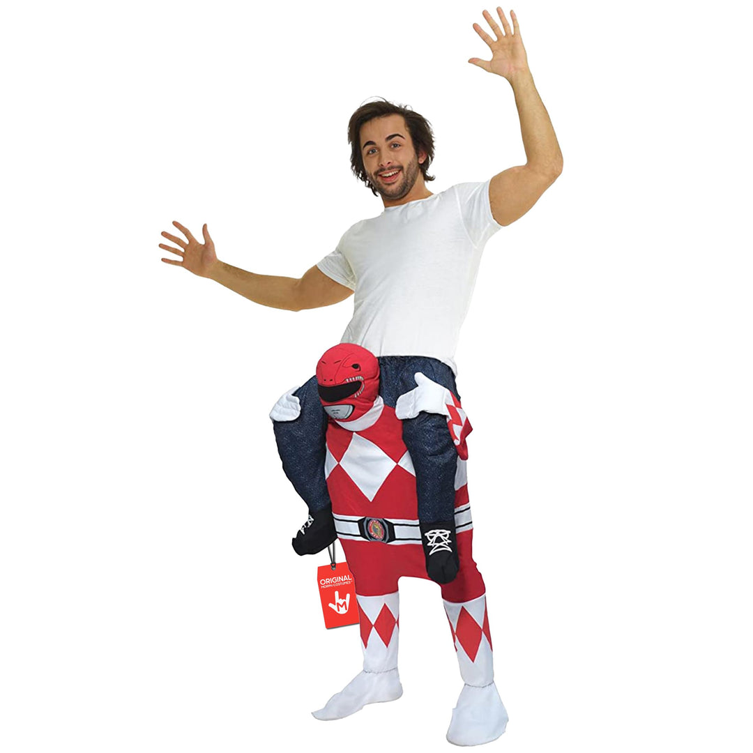 Morph Rotes Power Ranger Huckepack Kostüm für Erwachsene, Lustiges Faschingskostüm Damen Herren Powe
