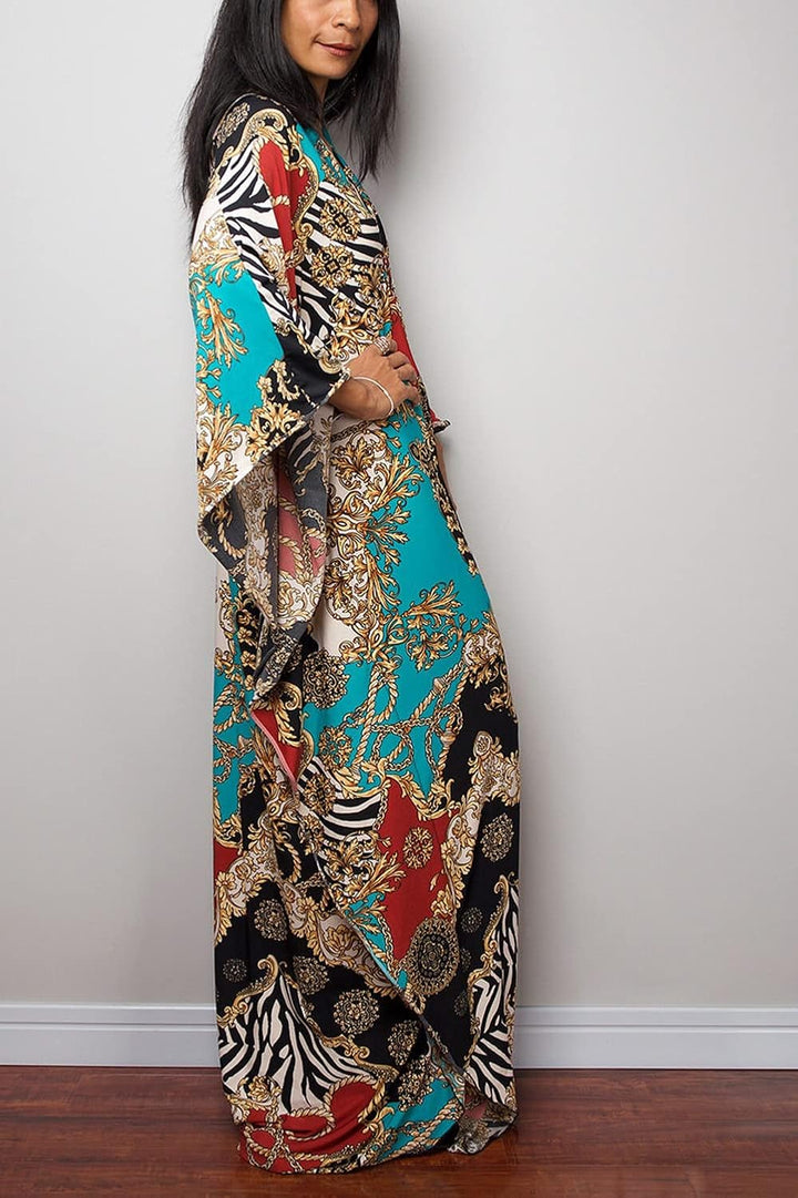 YouKD Sommer Geblümter Loser Kaftan Boho-Strand Bikini Aufdecken Kleid Plus Grösse Robe für Damen Ei