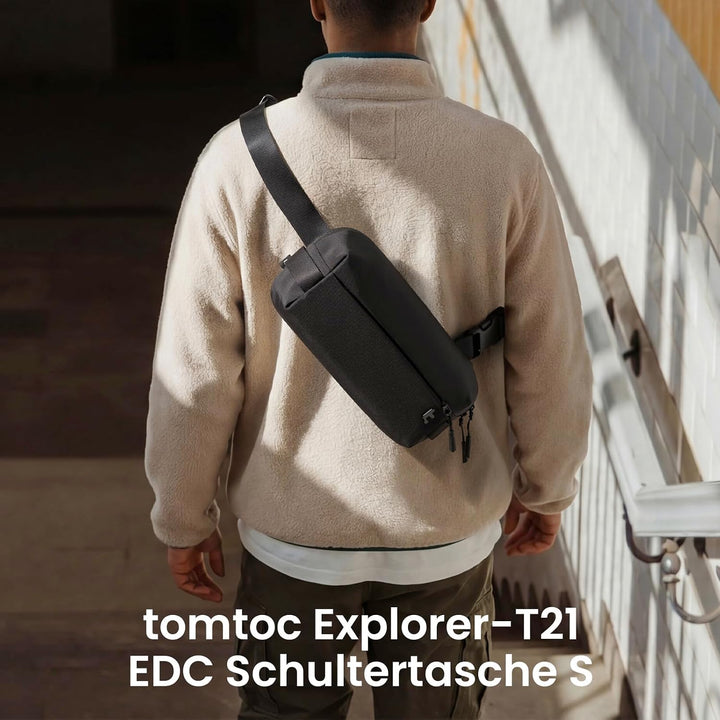 tomtoc Kompakt Sling Bag, 4L Minimalistisch Brusttasche Umhängetasche Schultertasche für Herren und