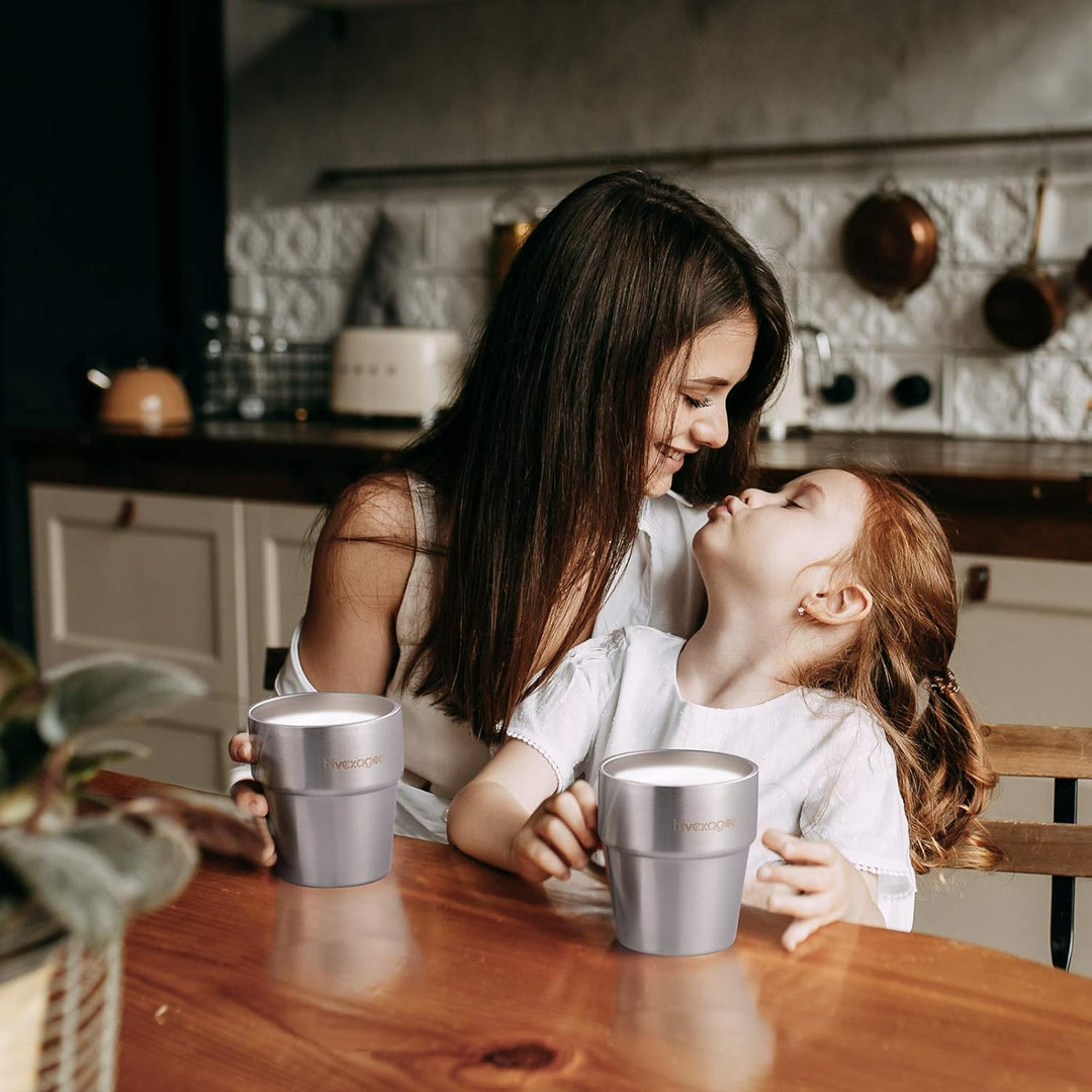 Hivexagon 300ml Set aus 4 Doppelwandigen Edelstahl becher edelstahl tasse- Ideal Für Kalte Getränke