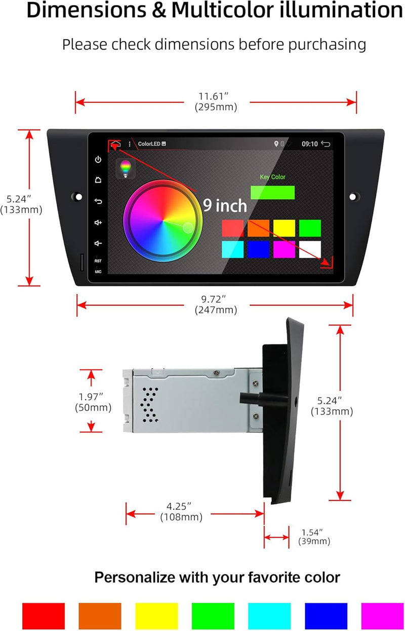 JOYX Android 12 Doppel DIN Autoradio für E90/E91/E92/E93 (2005–2012) GPS Navigation | Gratis Rückkam