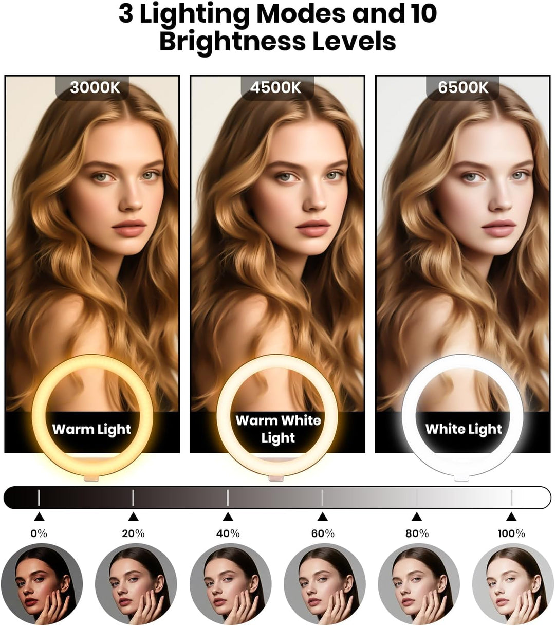 Selfie Ringlicht, 10 Zoll LED Ringlicht mit Stativ Handy, Ringlicht LED Videolicht Dauerlicht Laptop
