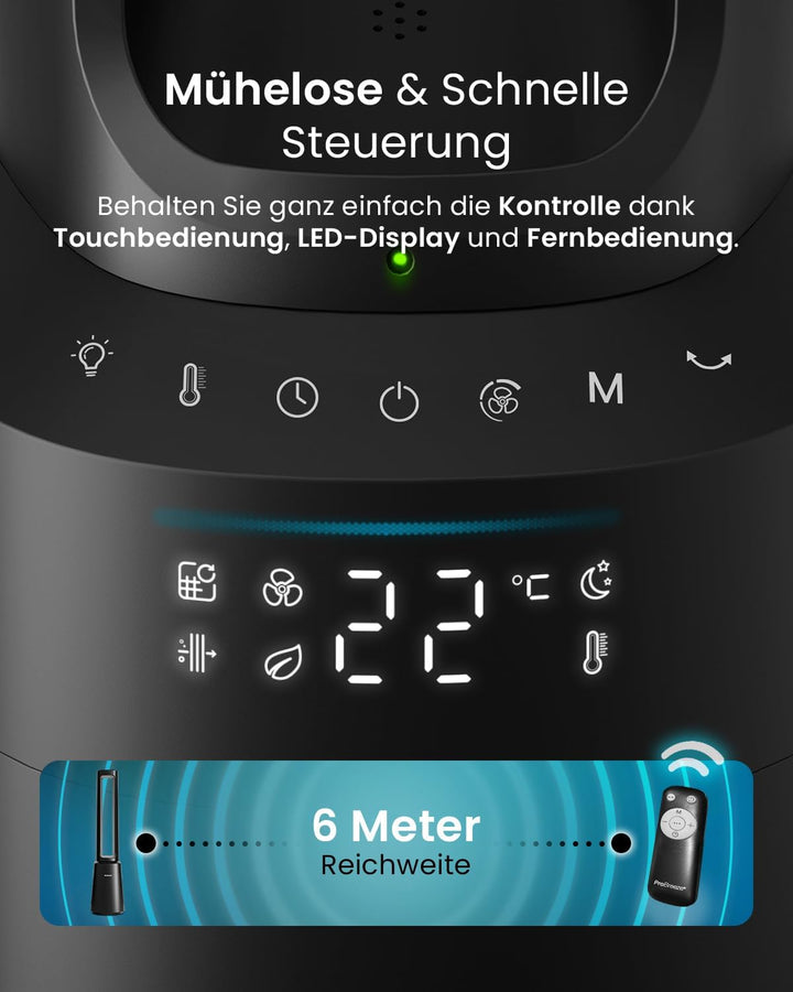 Pro Breeze OmniAir 105cm rotorloser Ventilator mit Luftreiniger - Smart Home Ventilator, WLAN, App,