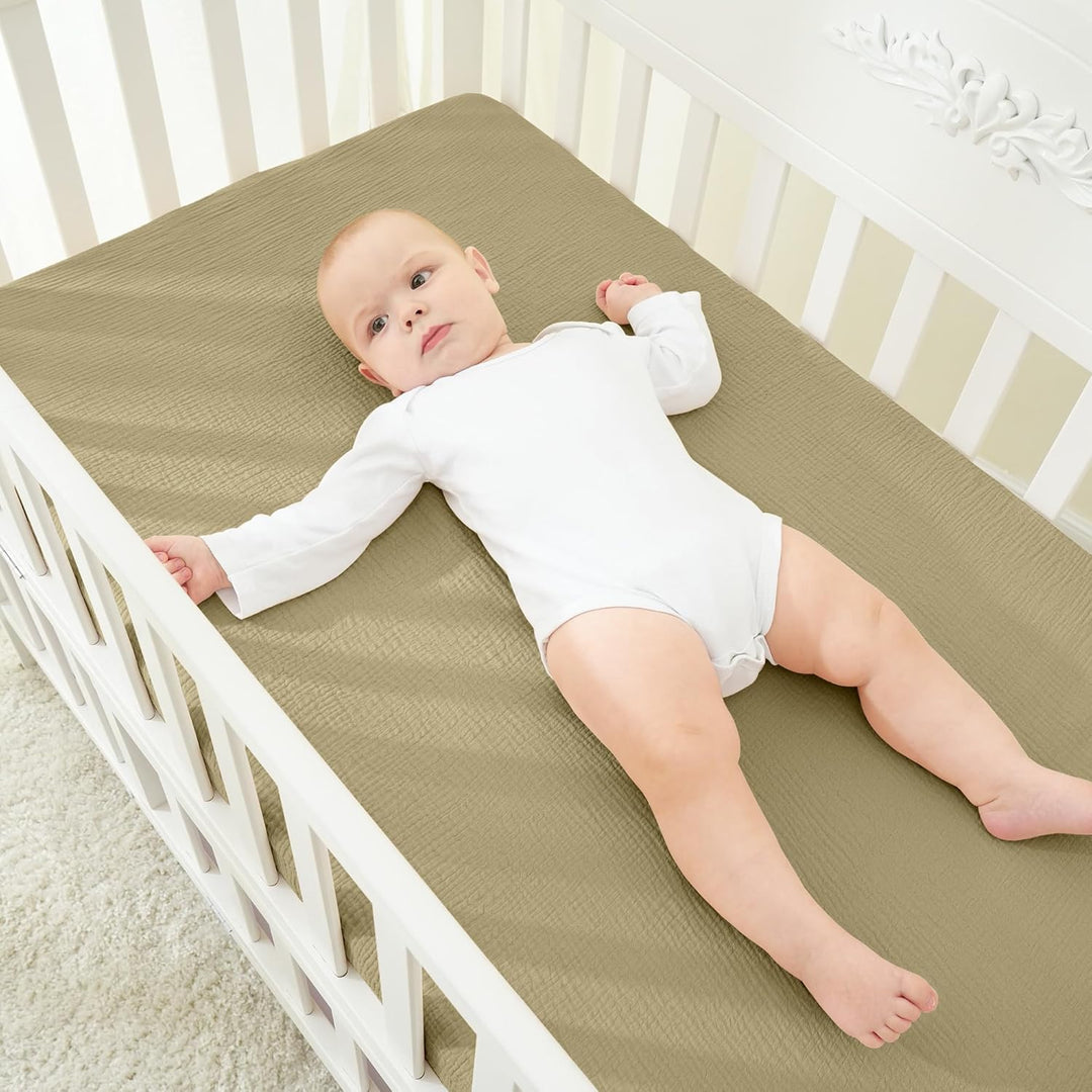 Bearmoss 2er Set Kinder Spannbettlaken,Musselin-Bettlaken 100% Baumwolle Baby-Bettlaken 60x120cm/140