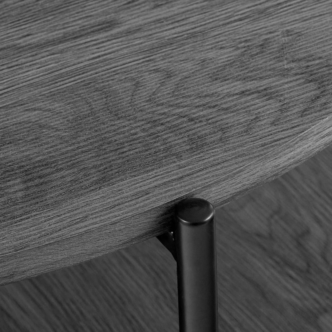CLP Couchtisch rund Holz Edduma, Sofatisch 2 Ebenen mit Stauraum, Beistelltisch klein Metallgestell