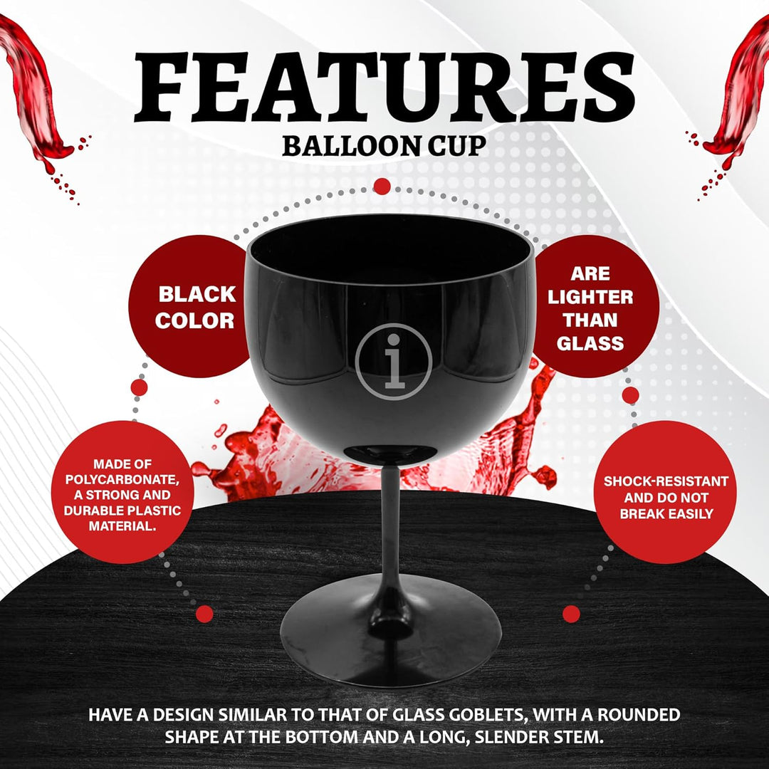DOJA Barcelona | Kunststoff-Ballonglas | 56 cl | 12er Pack | Schwarz | Wiederverwendbare Hartplastik