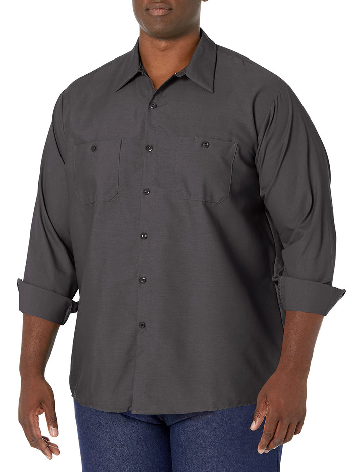 Red Kap Herren Industrial Work Shirt, Regular Fit, Long Sleeve Button-Down-Arbeitshemd S Dunkelgrau,