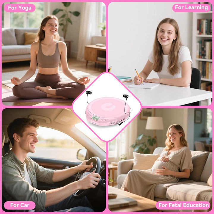 Gueray CD Spieler Tragbarer CD-Player Persönliche CD Player mit Kopfhörer LCD Display Anti-Skip Schu