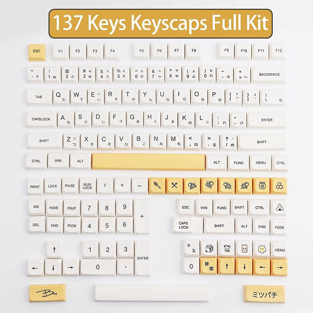 PBT Keycaps 138 Keys XDA Dye Sublimation Tastenkappe Honigmilch Tastenkappe Kirschprofil Kompatibel