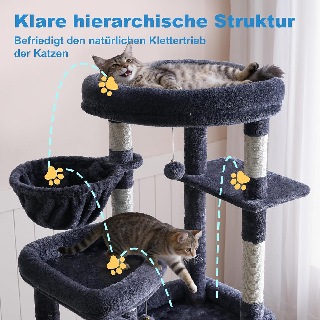 Hey-brother 171 cm Kratzbaum für grosse Katzen, Mehrkatzen tauglich, MPJ084G | Stabiler Kratzbaum mi