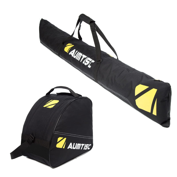 AUMTISC Skitasche Set Skisack &Skischuhtasche Längenverstellbare Bis 200 cm für 1 Paar Ski & Skischu