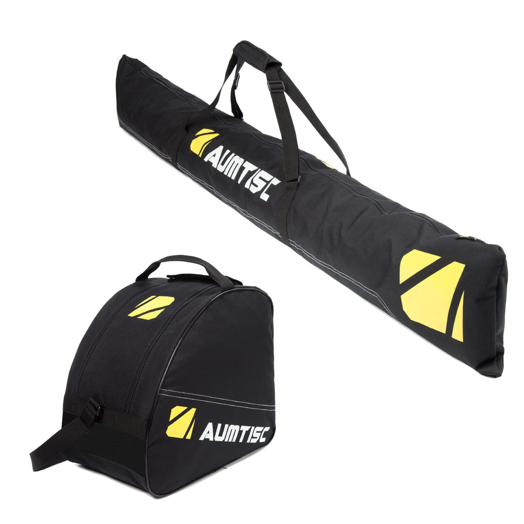 AUMTISC Skitasche Set Skisack &Skischuhtasche Längenverstellbare Bis 200 cm für 1 Paar Ski & Skischu