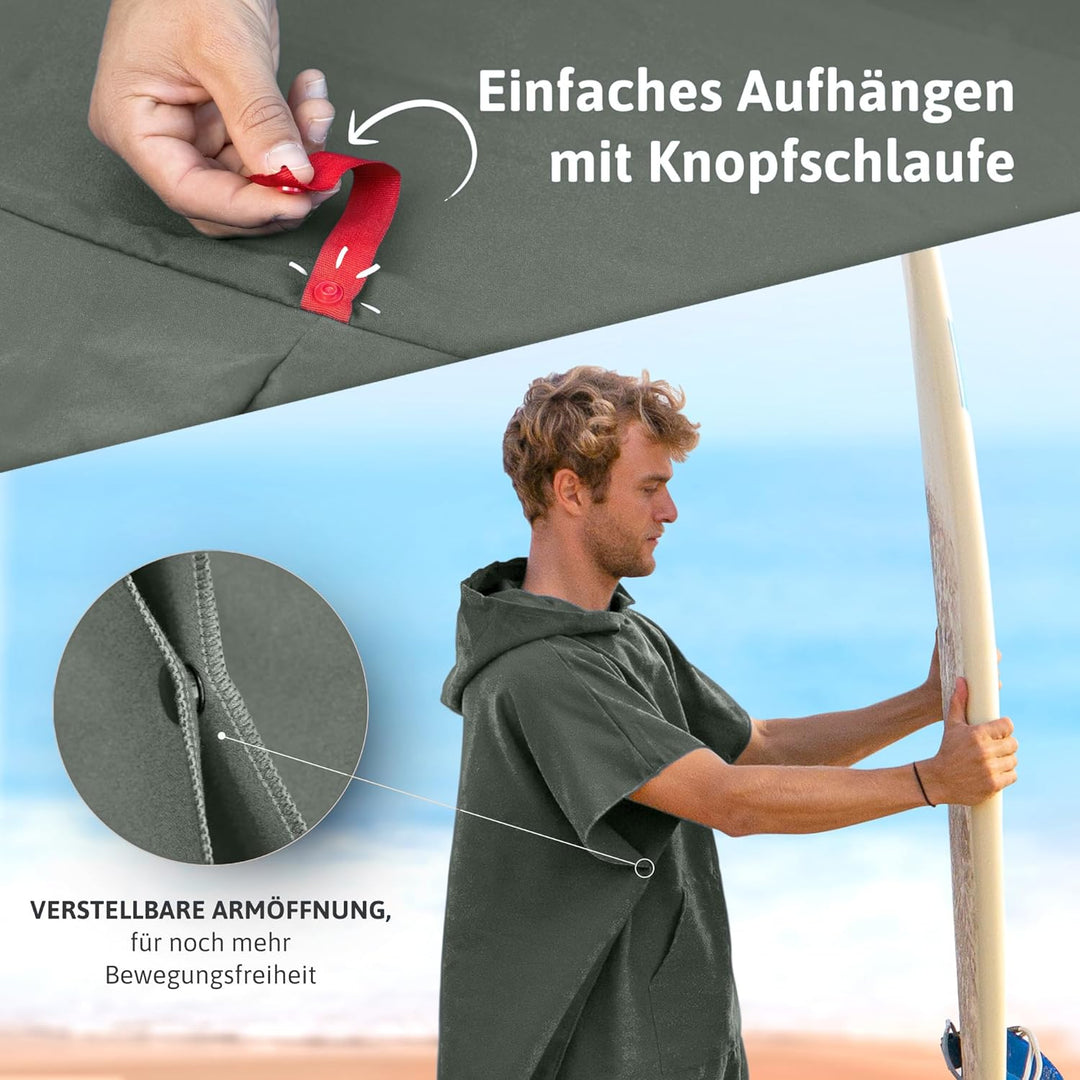AUTDOOR® Mikrofaser Badeponcho Damen & Herren - nachhaltig aus 100% recycelten PET-Flaschen - Handtu