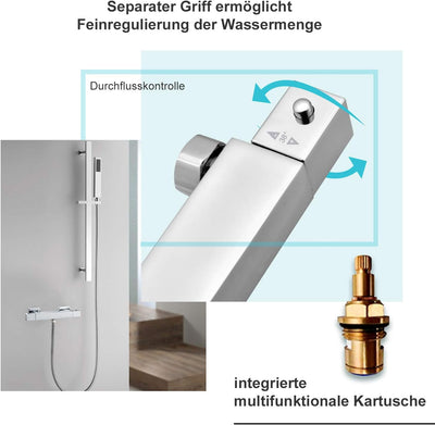 Thermostatarmatur Thermostat Brausebatterie Duscharmatur Duschthermostat Mischbatterie Dusche mit 38
