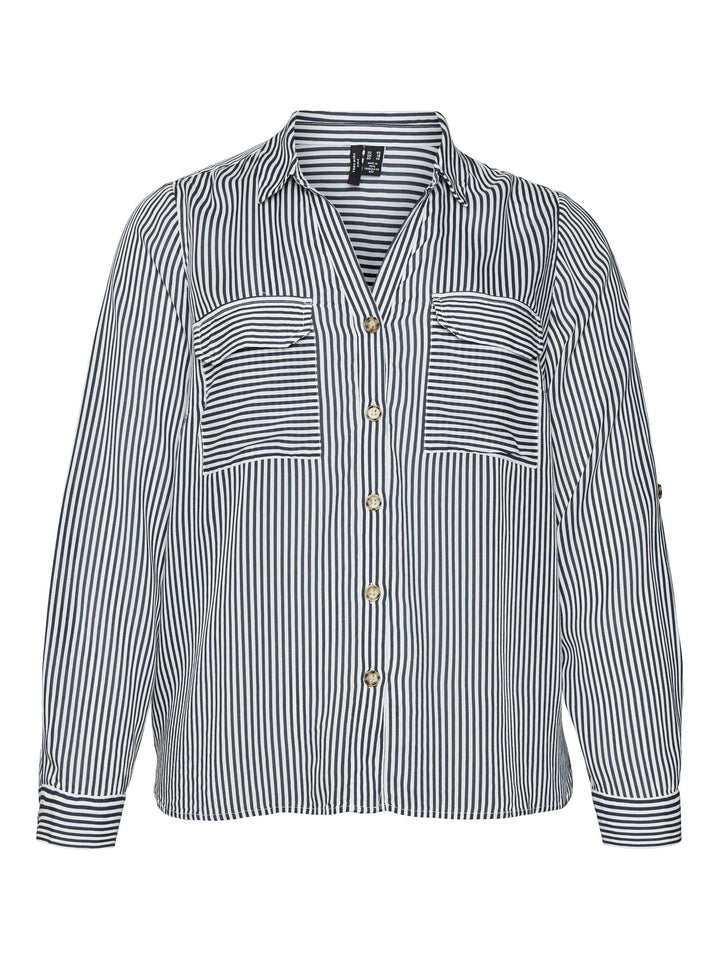 VERO MODA Female Hemd VMCBUMPY Hemd | Shirt 50 Grosse Grössen Snow White/Stripes:india Ink, 50 Gross