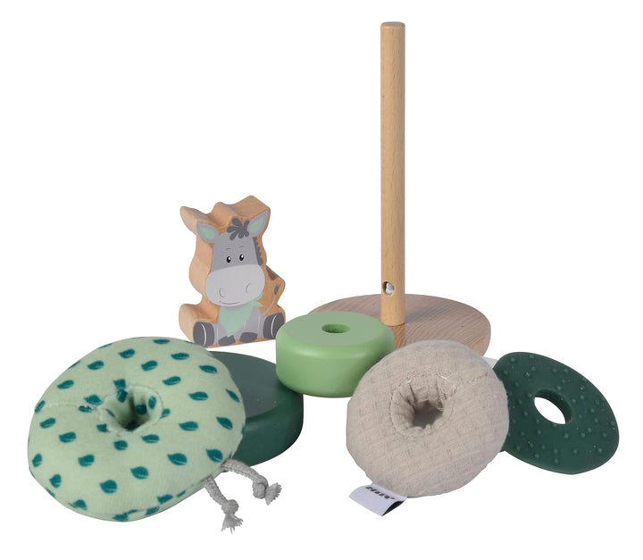 Eichhorn - Baby Hipp Stapelturm mit Ringen aus Stoff, Holz und Silikon, 8-TLG. 19cm lang, 100% FSC z
