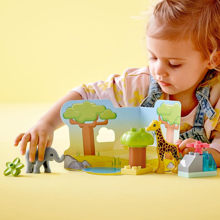 JOERRES DUPLO Wild Animals of Africa 10971 Safari Building Toy Set for Toddlers, Preschool Boys and