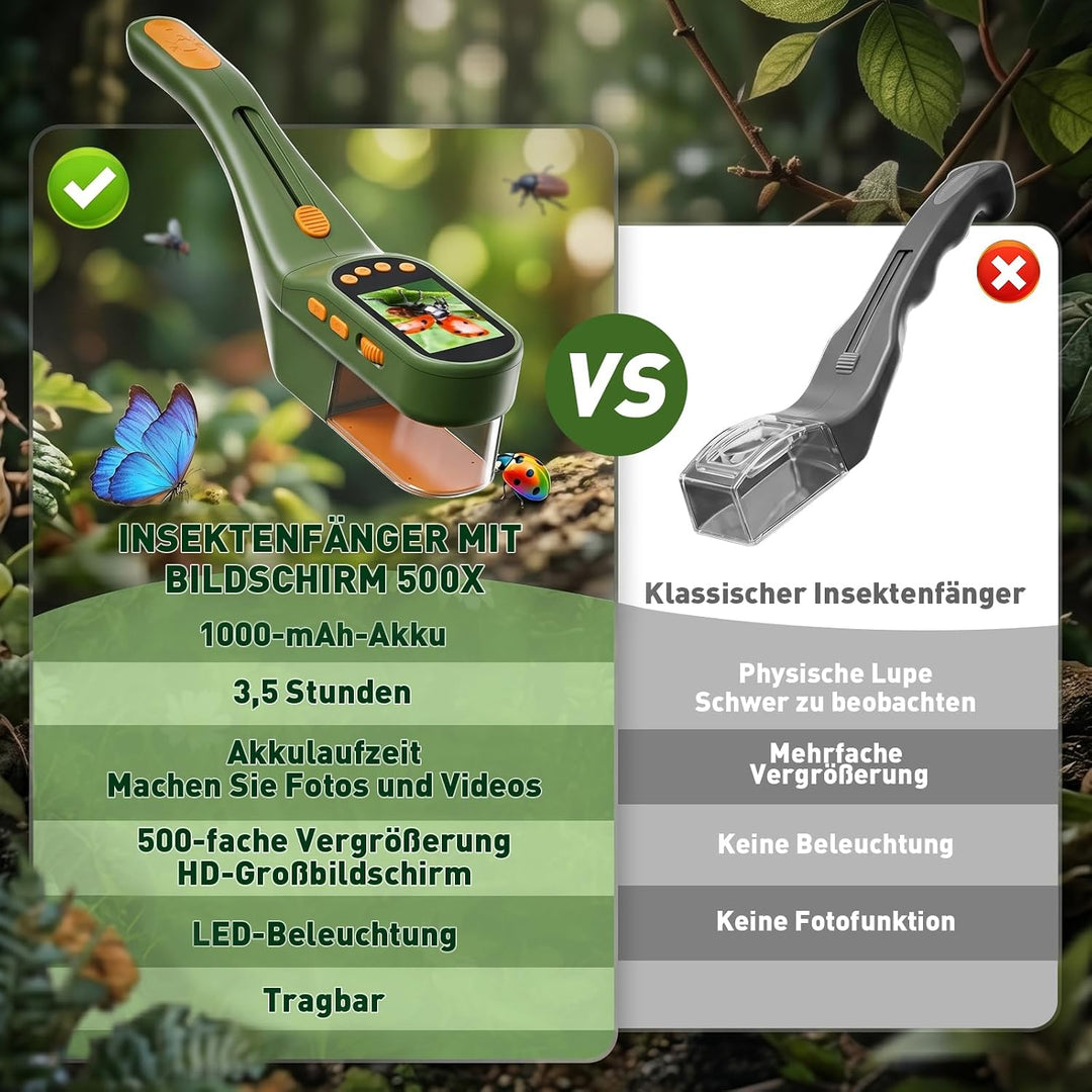 Entdecker Set für Kinder - Insektenfänger Spielzeug mit 500X Bildschirm, Insekten Beobachtungsbox, K