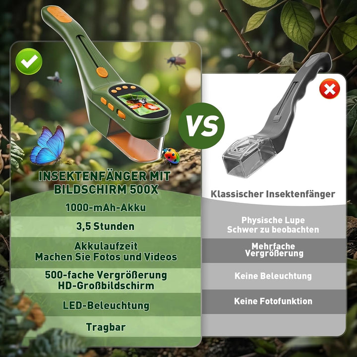 Entdecker Set für Kinder - Insektenfänger Spielzeug mit 500X Bildschirm, Insekten Beobachtungsbox, K