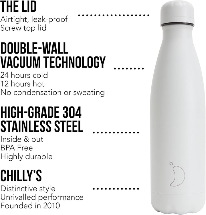 Chilly's Original Trinkflasche - Isolierflasche aus Edelstahl, Wiederverwendbare Thermoflasche für h