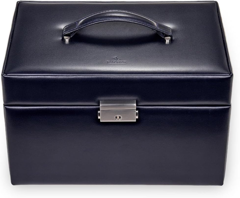 Schmuckkasten Jasmin florage/navy (Leder)