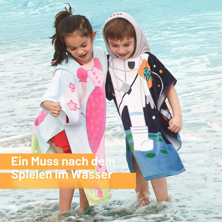 BANGSAUR Kinder Strand Pool Bad Kapuze Poncho Handtuch, 100 Baumwolle Surf Wickeltücher Wickel, Baby