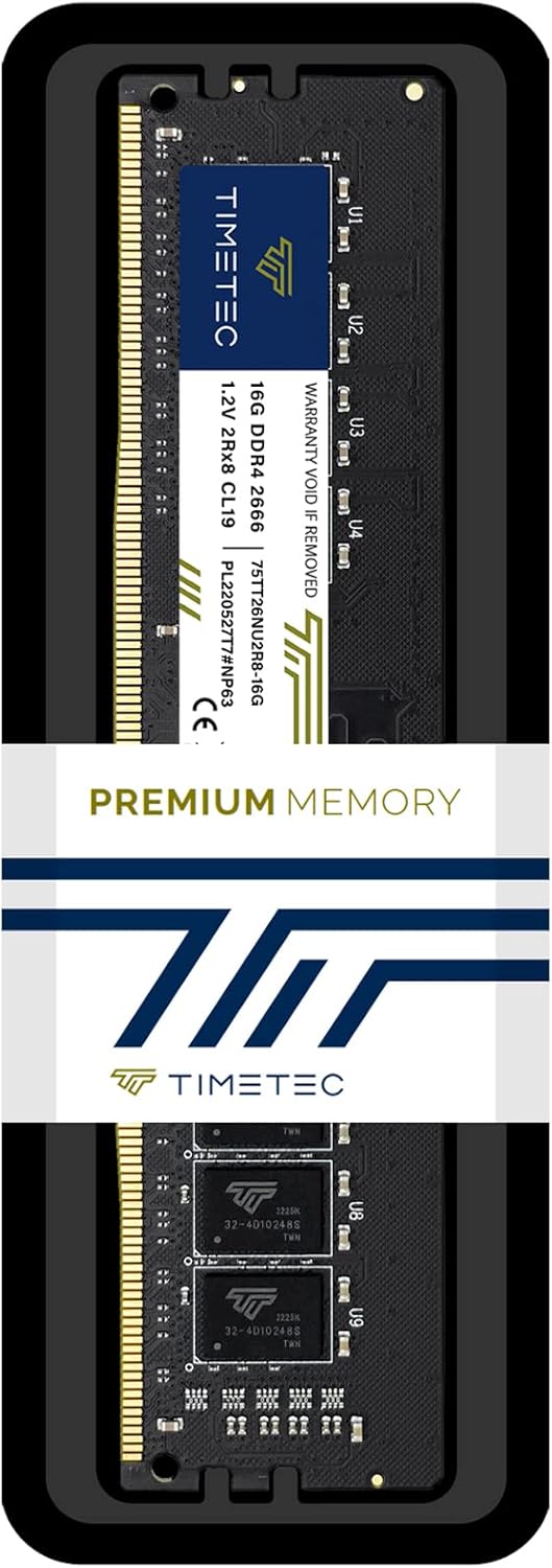 Timetec 16GB DDR4 2666MHz PC4-21300 Non-ECC Unbuffered 1.2V CL19 2Rx8 Dual Rank 288 Pin UDIMM Deskto