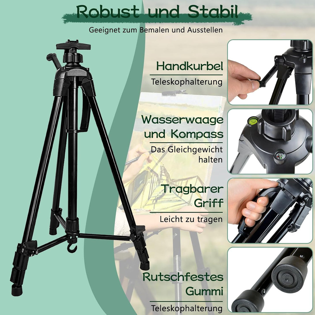 Staffeleiständer zum Malen, 55–155 cm verstellbare, zusammenklappbare Dreibeinstaffelei mit tragbare