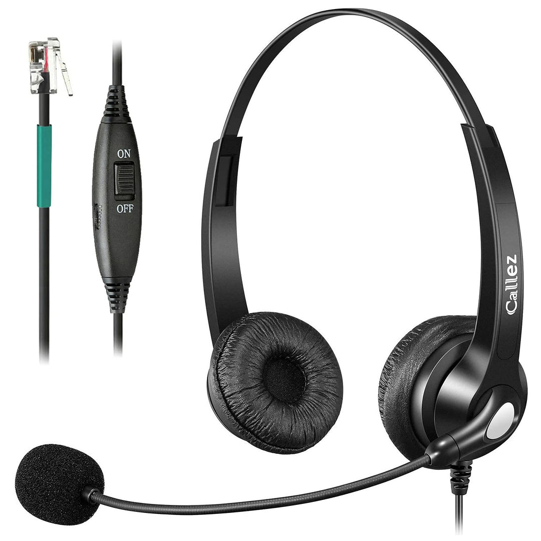 Telefon Headset RJ9 mit Mikrofon Noise Cancelling, Festnetztelefon Kopfhörer für Avaya 1408 Gigaset