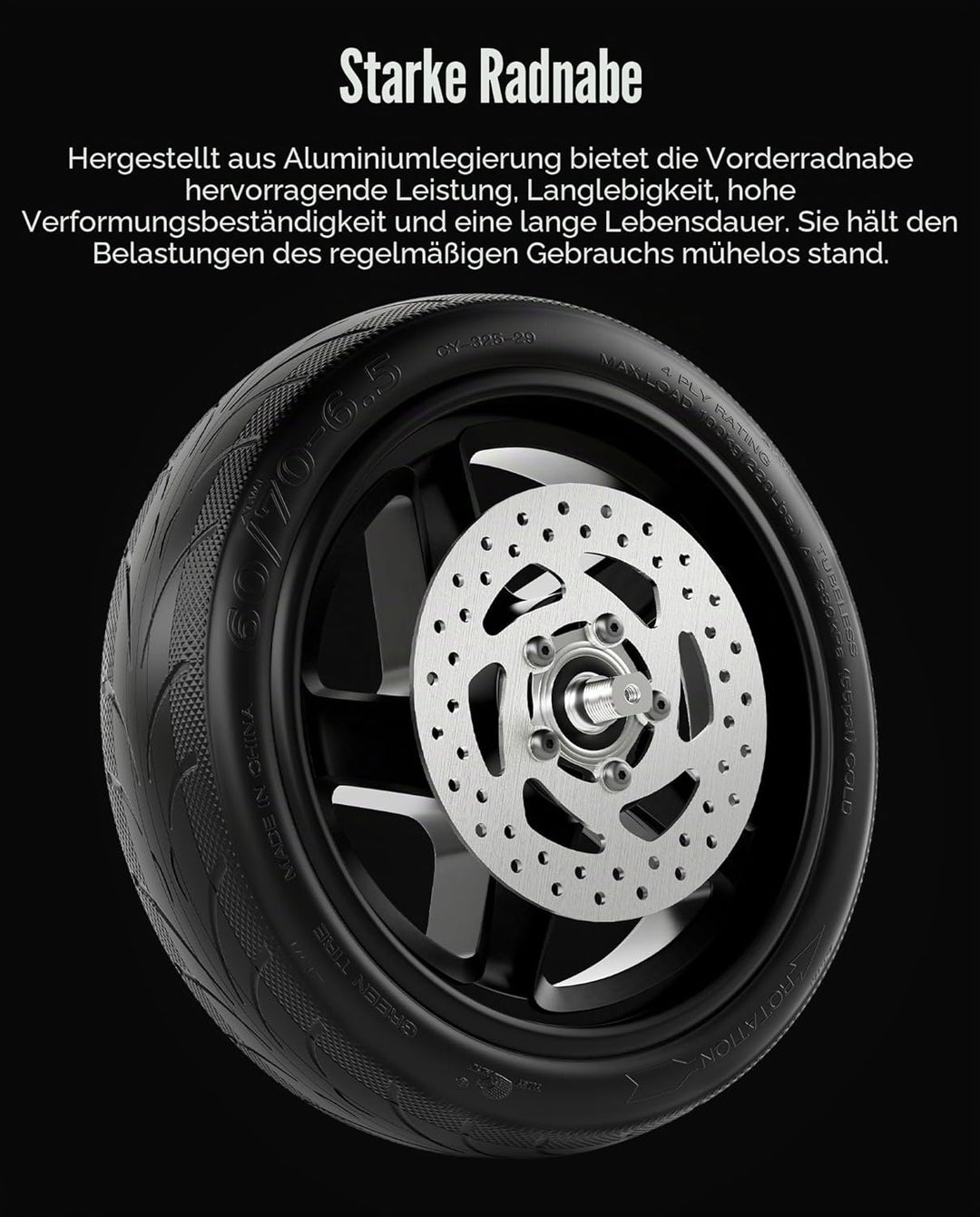 60/70-6,5 Vorderachssatz kompatibel mit Segway Ninebot F2 / F2Plus / F2 Pro, volle 10-Zoll-Vorderräd