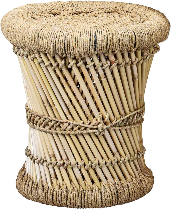 Marrakesch Boho Deko Hocker Beistelltisch aus Bambus Benita ø 30 cm | Fusshocker Blumenhocker Ideal