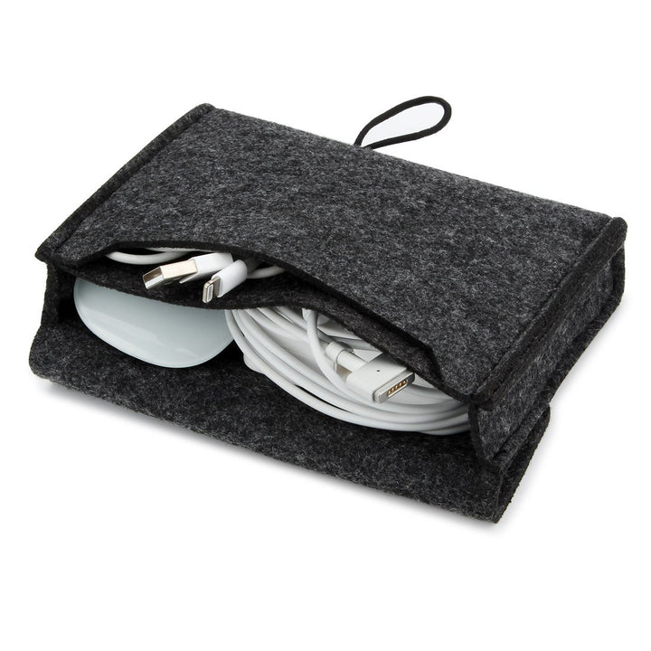 Nidoo Tragbare Filztasche für Maus, Handy, Kabel, Festplatte, Powerbank etc. Dunkelgrau 6.3 pouces d
