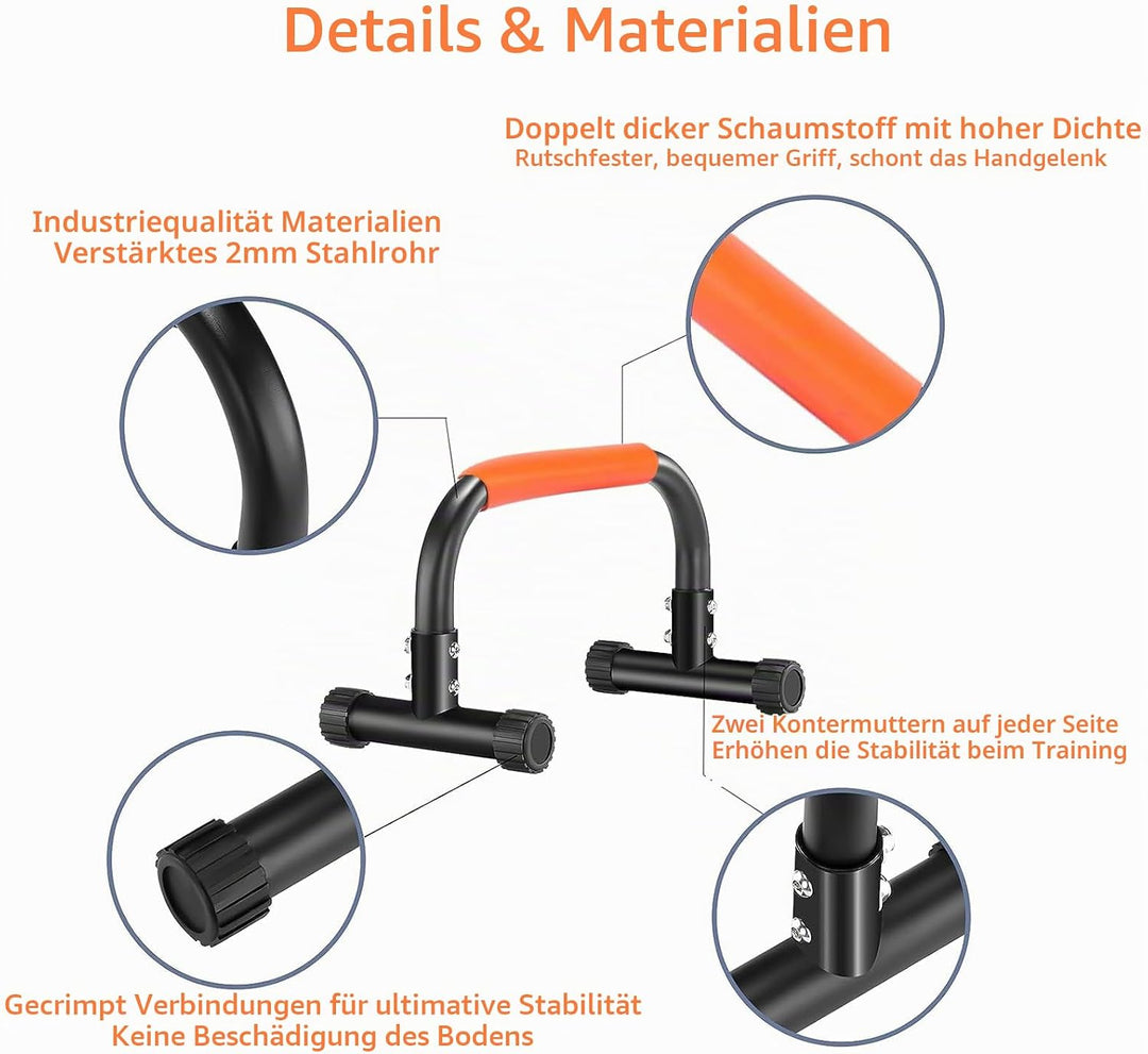 Rutschfeste Parallettes, Medium Handstand Barrenm aus Stahl, 42cm Griffe Calisthenics Equipment für