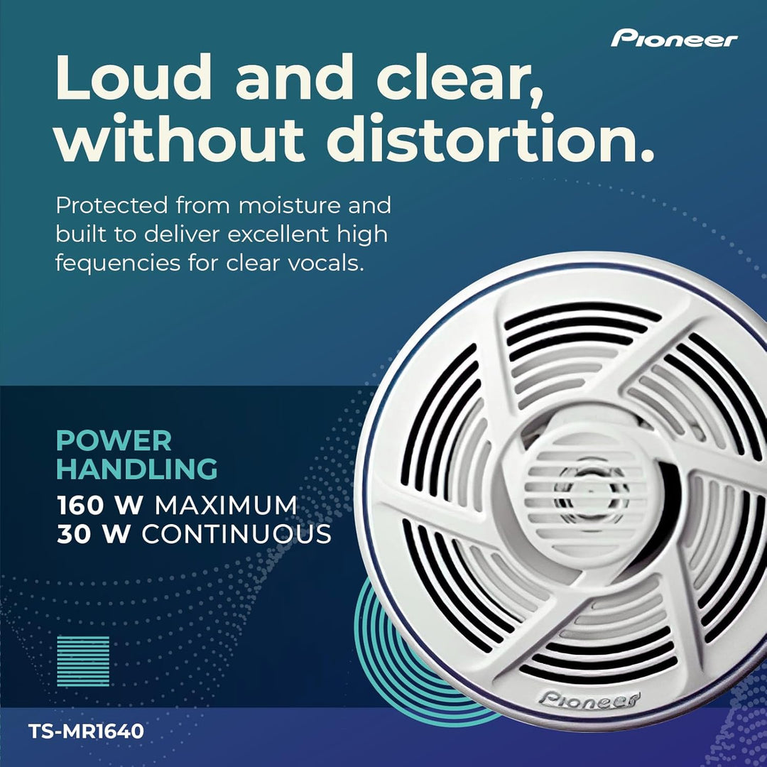 Pioneer TS-MR 1640 16 cm 2-Weg-Koaxial Lautsprecher salzwasserfest 160 W weiss