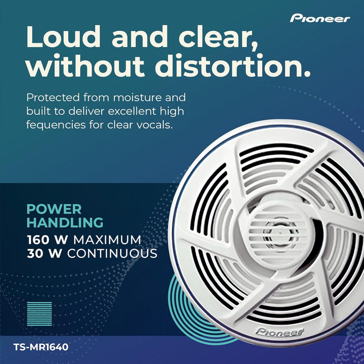 Pioneer TS-MR 1640 16 cm 2-Weg-Koaxial Lautsprecher salzwasserfest 160 W weiss
