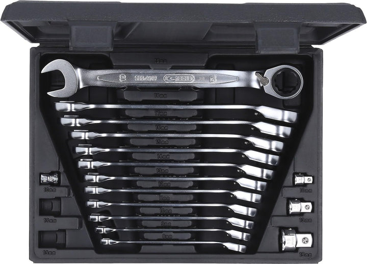 KS Tools 503.4666 GEARplus Ratschenringmaulschlüssel-Satz, umschaltbar,16-tlg Single, Single