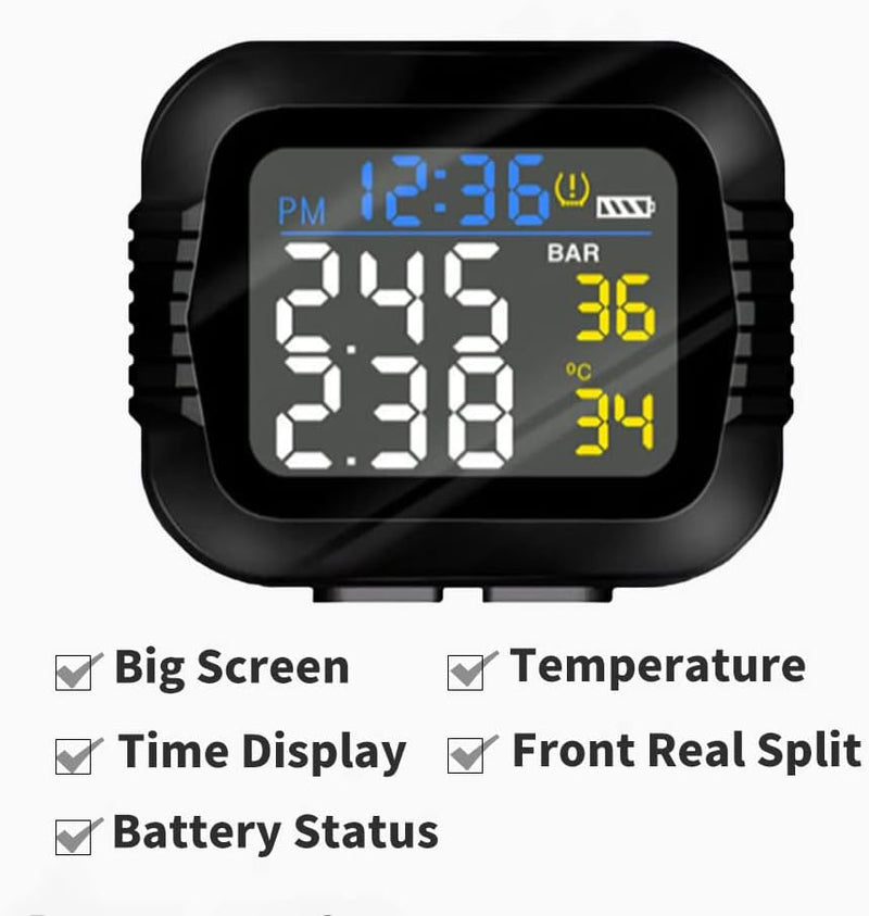Riloer Motorrad-Reifendrucküberwachungssystem TPMS mit 2 externen Sensoren Kabelloses LCD-Display US