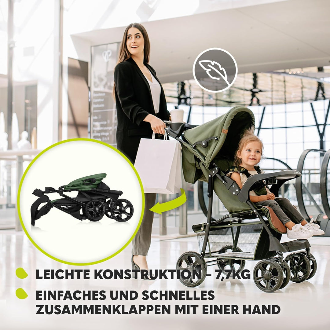 LIONELO Emma Plus Kinderwagen bis zu 15 kg, Kindersportwagen, leicht modern klein Buggy mit Liegepos