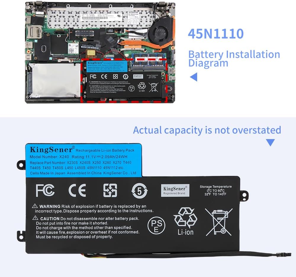 KingSener X240 45N1110 Laptop Akku Batterie für Lenovo ThinkPad T440 T440S T450 T450S X240 X250 X260