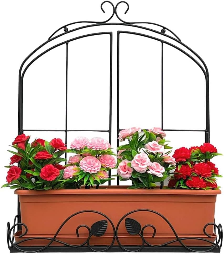 DanDiBo Wandblumenhalter Fenster Schwarz Metall Wand Blumenständer Blumenregal Wandregal Regal