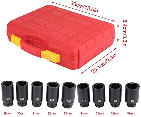 Schlagschrauber Sechskant Nüsse 1/2 Zoll 29-38 mm 9-teilig Schlagnuss Impact Socket Set, 40 Stahl ve