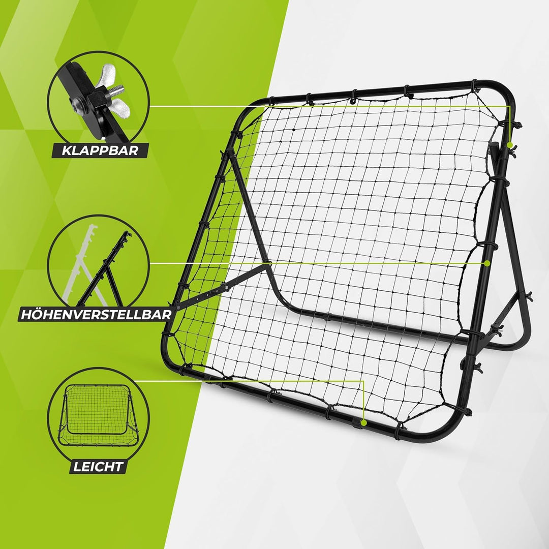 Virtufit Verstellbarer Fussball-Rebounder Pro - Kickback - Tchouck - 84 x 84 cm / 100 x 100 cm / 124
