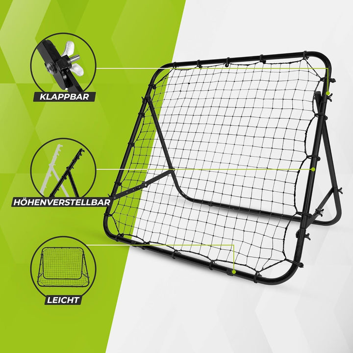 Virtufit Verstellbarer Fussball-Rebounder Pro - Kickback - Tchouck - 84 x 84 cm / 100 x 100 cm / 124