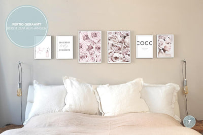 Papierschmiede® Mood Poster Set Coco Flowers, Fertiges Bilder Set mit Rahmen (Holz, weiss), Wohnzimm