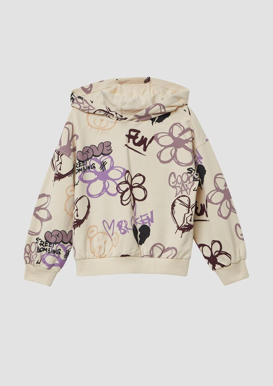 s.Oliver Hoodie mit All-Over-Print im Graffiti-Stil 92-98 04a6_creme, 92-98 04a6_creme