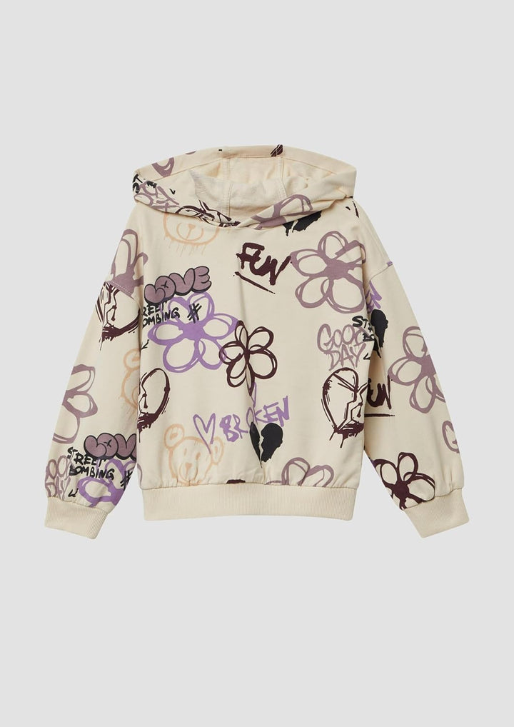 s.Oliver Hoodie mit All-Over-Print im Graffiti-Stil 92-98 04a6_creme, 92-98 04a6_creme